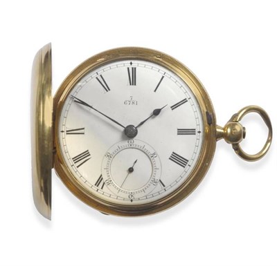 Lot 344 - An 18ct Gold Full Hunting Cased Pocket Watch, 1875, gilt fusee lever movement with dust cover,...