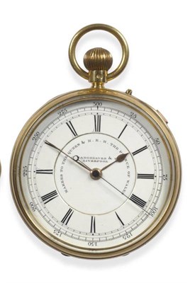 Lot 348 - An 18ct Gold Open Faced Chronograph Pocket Watch, signed J Hargreaves & Co, Liverpool 1898,...