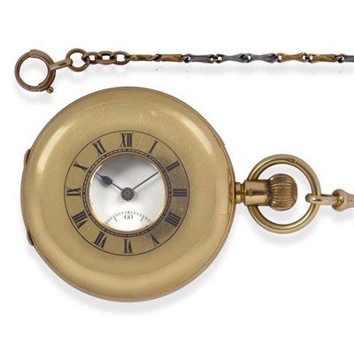 Lot 349 - An 18ct Gold Half Hunting cased Keyless Lever Pocket Watch, signed Longines, 1924, (calibre...