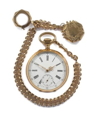 Lot 351 - An Open Faced Pocket Watch, circa 1890, lever movement, enamel dial with Roman and Arabic numerals