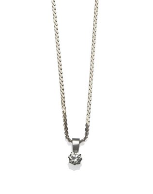 Lot 408 - A Diamond Solitaire Pendant on Chain, the round brilliant cut diamond in a white eight claw...