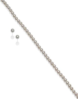 Lot 442 - A Cultured Pearl Necklace and A Pair of Cultured Pearl Earrings, retailed by Boodles, the...