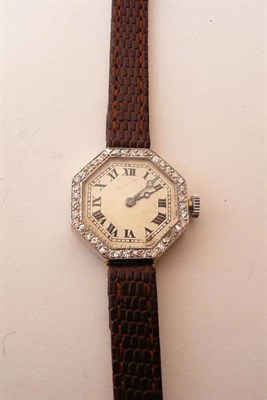 Lot 493 - A Lady's Diamond Set Wristwatch, signed Audemars Piguet & Co, Geneve, circa 1930, lever...