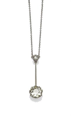 Lot 495 - An Edwardian Diamond Necklace, a drop comprising an old cut diamond to a knife edge bar, with a...