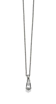 Lot 500 - An 18 Carat White Gold Pear Shaped Diamond Pendant on Chain, the pear cut diamond in a claw setting