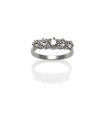 Lot 503 - A Diamond Five Stone Ring, the graduated round brilliant cut diamonds in white claw settings,...