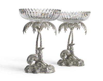 Lot 509 - A Pair of Victorian Silver Plated Table Centrepiece Stands, circa 1880, each modelled as an...