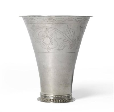 Lot 519 - A Swedish White Metal Beaker, maker's mark LB, 1798, of flared cylindrical form with stylised...