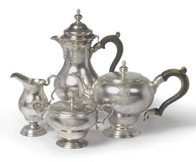 Lot 527 - An Irish Silver Four Piece Teaset, Garrard & Co Ltd, Dublin 1970, in 18th century style, the...