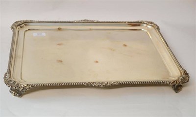 Lot 530 - A George V Silver Wine Tray, maker's mark IS, Sheffield 1932, rounded rectangular with shell...