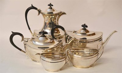 Lot 537 - A George V Five Piece Silver Teaset, Fenton Bros Ltd, Sheffield 1917, of tapering oval plain...