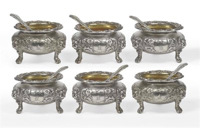 Lot 569 - A Set of Six William IV and Later Silver Salt Cellars, Joseph & John Angell, London, four 1831, two