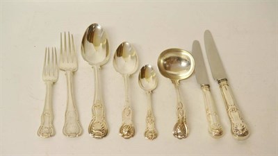 Lot 570 - A Composite Suite of Hourglass and Kings Pattern Silver Flatware, various makers, dates and crests