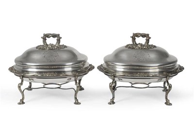 Lot 571 - A Pair of William IV Silver Tureens and Covers, Robert Hennell, London 1830, shaped oval with...