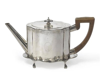 Lot 591 - A George III Scottish Silver Teapot and Stand, Robert Gray, Glasgow, circa 1776-84, of shaped...