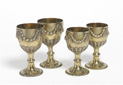 Lot 593 - A Suite of  Four George III Silver Gilt Goblets, John Carter, London 1772, two matching pairs...