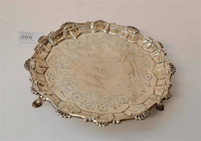 Lot 595 - A George III Silver Waiter, Ebenezer Coker, London 1770, of shaped circular form raised on...