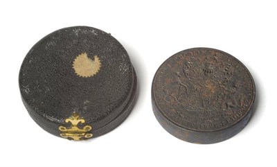 Lot 604 - A Very Rare James II Steel Seal and Shagreen Case, circa 1685-8, the circular steel matrix engraved