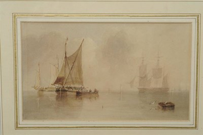 Lot 628 - John Wilson Carmichael (1800-1868)  "A Quiet Anchorage " Signed and indistinctly dated,...