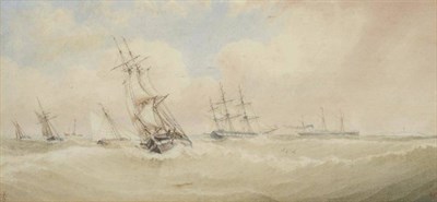 Lot 637 - William Frederick Settle (1821-1897) Shipping off Spurn Head Monogrammed, inscribed and dated...