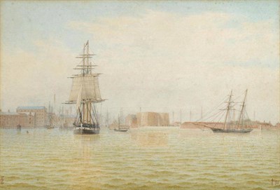 Lot 640 - William Frederick Settle (1821-1897) Fishing boats and other vessels off Kingston upon Hull...