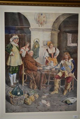 Lot 647 - A"¦Gargiullo (19th/20th century) Interior scene with a cavalier and monk playing cards Signed,...