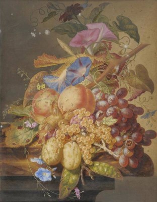 Lot 661 - Attributed to Georgius Jacobus Johannes van Os (1782-1861) Still life of fruit entwined with...