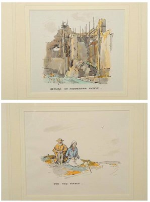 Lot 666 - Frederick (Fred) Lawson (1888-1968)  "Repairs to Middleham Castle ";  "The Old Couple " Both...