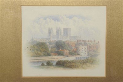 Lot 673 - George Fall (1848-1925) York Minster from the River Ouse Signed, pencil and watercolour...