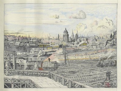 Lot 675 - Geoffrey Jenkinson RCam A (1925-2005)  "Leeds " Signed, dated 1943 and inscribed, pencil, pen,...