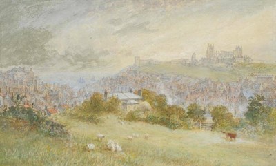 Lot 685 - George Weatherill (1810-1890)  "Whitby from Meadowfields " Signed and dated 1878, pencil and...