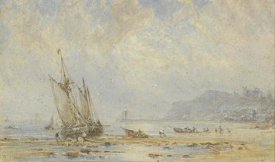 Lot 687 - George Weatherill (1810-1890) Whitby from Sandsend Signed and indistinctly dated, pencil and...