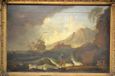 Lot 695 - Follower of Claude Joseph Vernet (18th century) Stormy coastal scene Oil on panel, 42cm by...