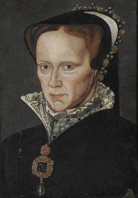 Lot 702 - Follower of Antonis Mor (1519-1575) Portrait of Mary Tudor (1516 - 1558) Oil on panel, 43.5cm...