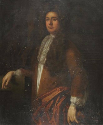 Lot 705 - English School (18th century) Portrait of an elegantly dressed gentleman, standing, three...