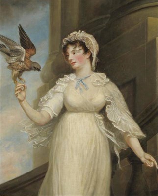 Lot 709 - James Northcote (1746-1831) Portrait of Emily St Clare with a falcon Signed and dated 1803, oil...