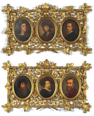 Lot 727 - Continental School (19th century) Portraits of Sir Anthony Van Dyke, Rembrandt, Leonardo da...