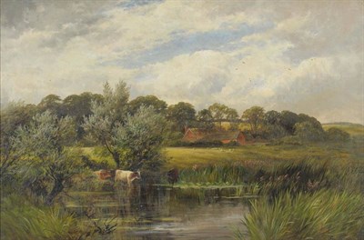 Lot 747 - George Turner (1843-1910)  "In the Meadows near Ingleby " Signed, inscribed verso, oil on...