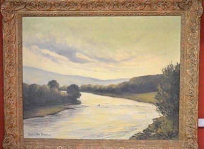 Lot 753 - W E Barrington Browne (1908-1985)  "Tulchan, River Spey " Signed, inscribed verso, oil on...