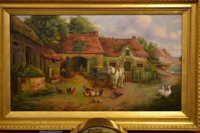 Lot 755 - Attributed to Albert Jackson of Leeds (19th century) Farmyard scene, figure in a blacksmith's...