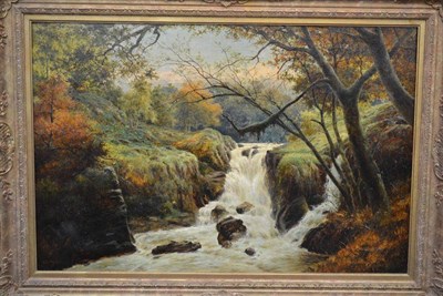 Lot 762 - William Henry Mander (fl.c.1880-1922)  "Falls of the Machna, North Wales " Signed and dated (18)95