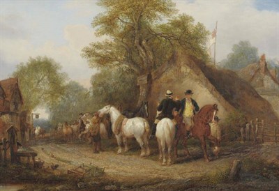 Lot 764 - Henry Davis (19th century) Village scene with a horse fair Signed and indistinctly dated, oil...