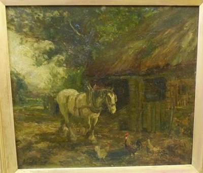 Lot 766 - John Falconer Slater (1857-1937) Farmyard scene  Signed, oil on canvas, 41cm by 46cm