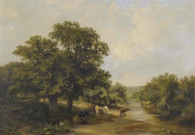 Lot 771 - Sidney Richard Percy RA (1821-1886)  "River landscape " Signed and indistinctly dated, inscribed on