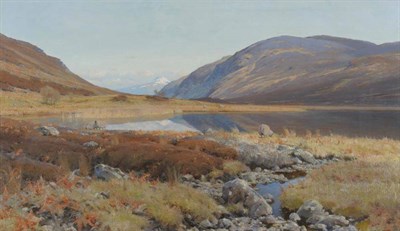 Lot 773 - John Howard Lyon (d.1921) Highland scene with sheep grazing beside a pool Signed, oil on...