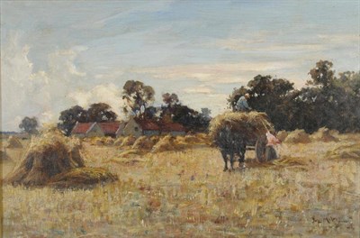 Lot 774 - Joseph Milne (1861-1911)    "Taking in the Harvest "  Signed, inscribed verso, oil on canvas,...