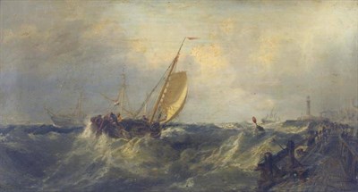 Lot 783 - Circle of Edwin Hayes (19th century)  "A Ship in Distress " Indistinctly signed, inscribed...