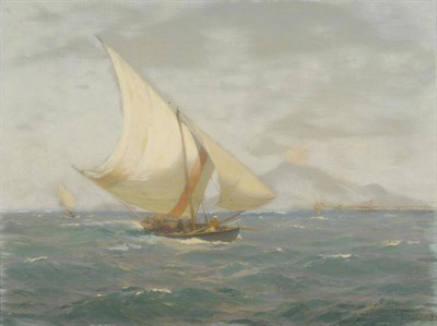 Lot 790 - John Fraser RBA (1858-1927)  "A Sutee off Aden, with Sham San Mountain in the Distance " Signed and