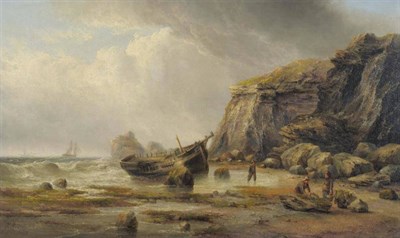 Lot 795 - Henry Redmore (1820-1887)  "Saltwick Bay, Yorkshire Coast " Signed and dated 1883, inscribed verso