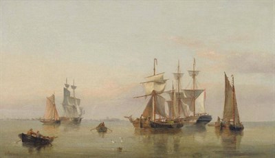 Lot 797 - Henry Redmore (1820-1887) Figures in fishing boats off the Humber Estuary Signed, oil on...